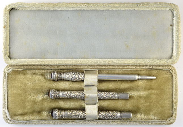 Antique Brass Pen Stand w/ Hidden Compartment
